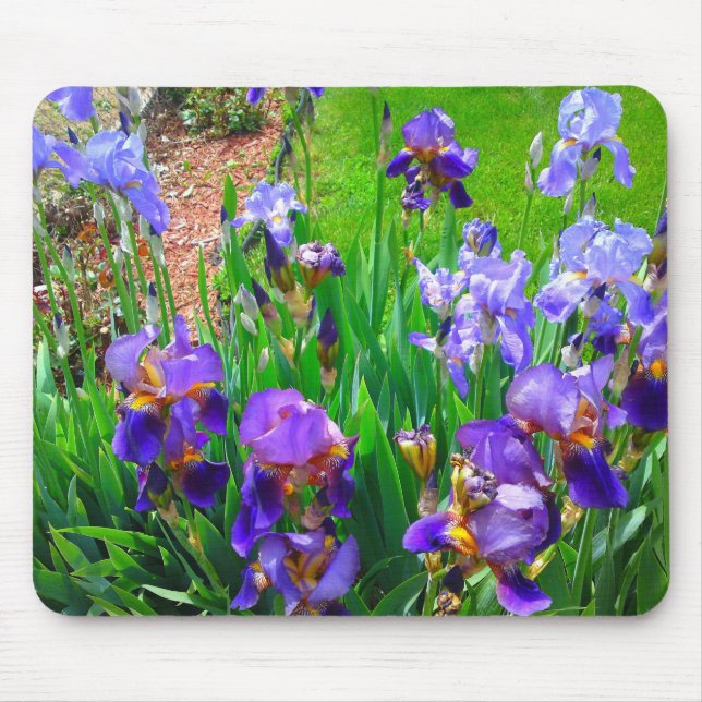 Blue Iris Flower Patch Mousepad (Front)