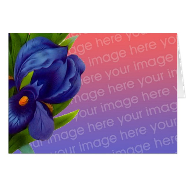 Blue Iris Flower Your Photo Card (Front Horizontal)