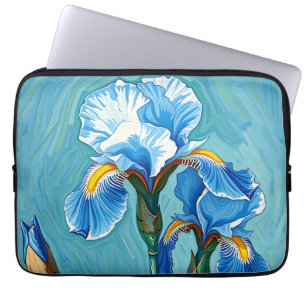 Blue Iris Flowers Artistic Pattern Laptop Sleeve