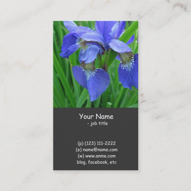 blue iris flowers business card (Front)