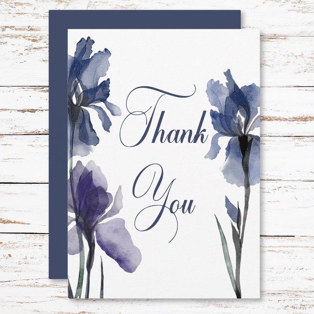 Blue Iris Flowers Modern Wedding Thank You Card (Blue Iris Flowers Modern Wedding Thank You Card)