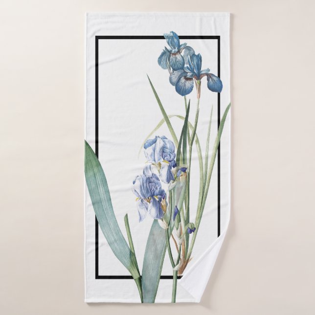 Blue Iris Flowers Redoute Bath Towel Set (Bath Towel)