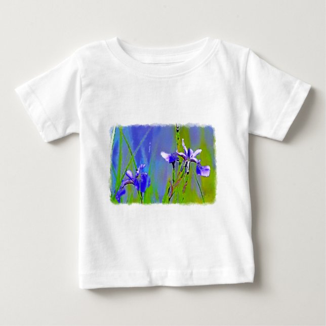 Blue Iris Garden Flowers Florists Designer Art Baby T-Shirt (Front)