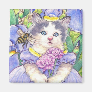 Blue Iris Kitten Magnet