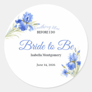 Blue Iris Something Blue Bridal Shower Envelope Classic Round Sticker
