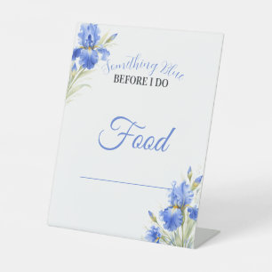 Blue Iris Something Blue Bridal Shower Food Labels Pedestal Sign