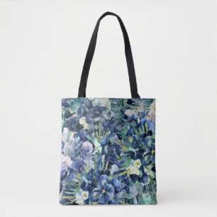 Blue Iris Watercolor Background Pattern Tote Bag