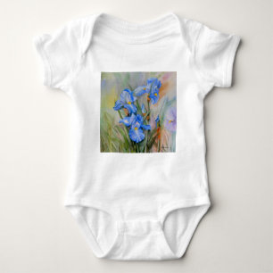 Blue Iris watercolour Baby Bodysuit