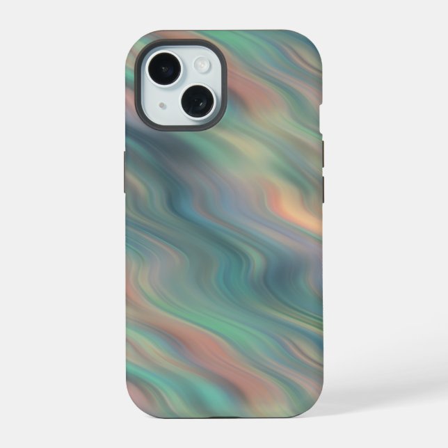 Blue Iris Wavy Texture iPhone 15 Case (Back)