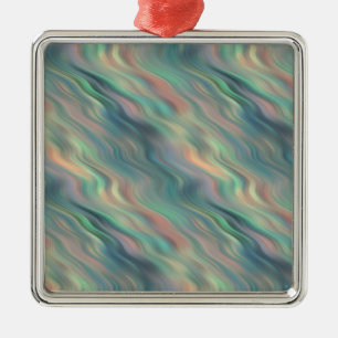 Blue Iris Wavy Texture Metal Ornament