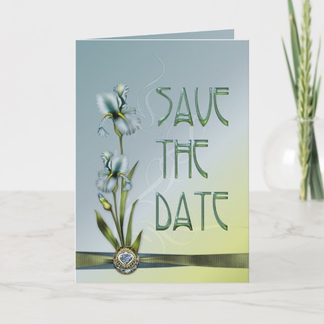 Blue Iris Wedding Save the Date Invitation (Front)