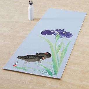 Blue Irises and Moorhens by Ohara Koson Yoga Mat