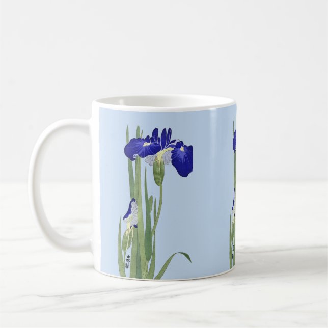 Blue Irises by Ohara Koson Coffee Mug (Left)