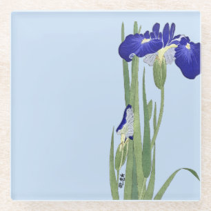 Blue Irises by Ohara Koson Glass Coaster