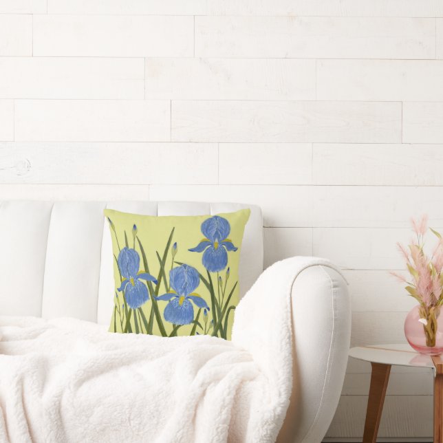 Blue Irises Ceramic Cushion (Couch)
