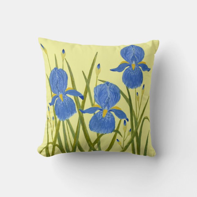 Blue Irises Cushion (Front)