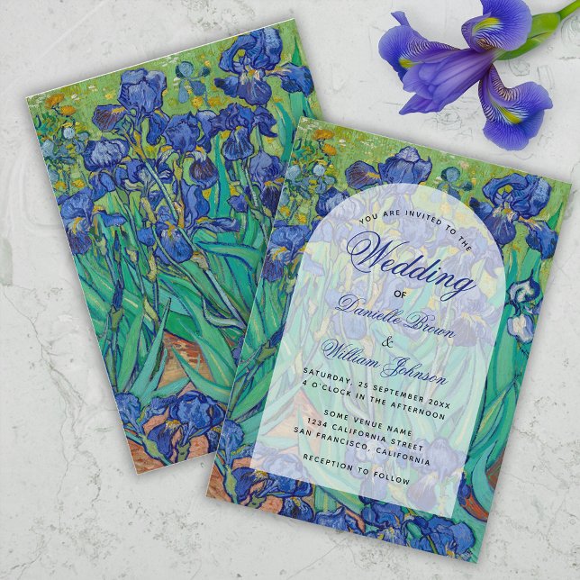 Blue Irises Floral Arch Van Gogh Wedding Elegant Invitation (Creator Uploaded)