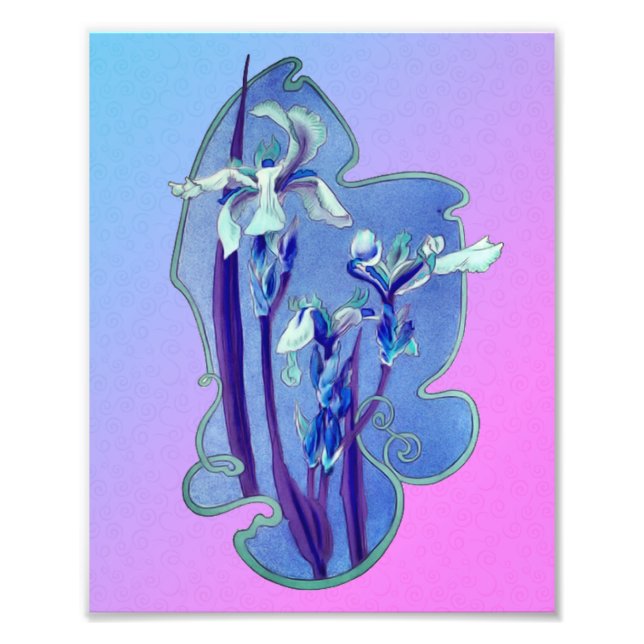 Blue Irises Floral Art 8x10 Photo Print (Front)