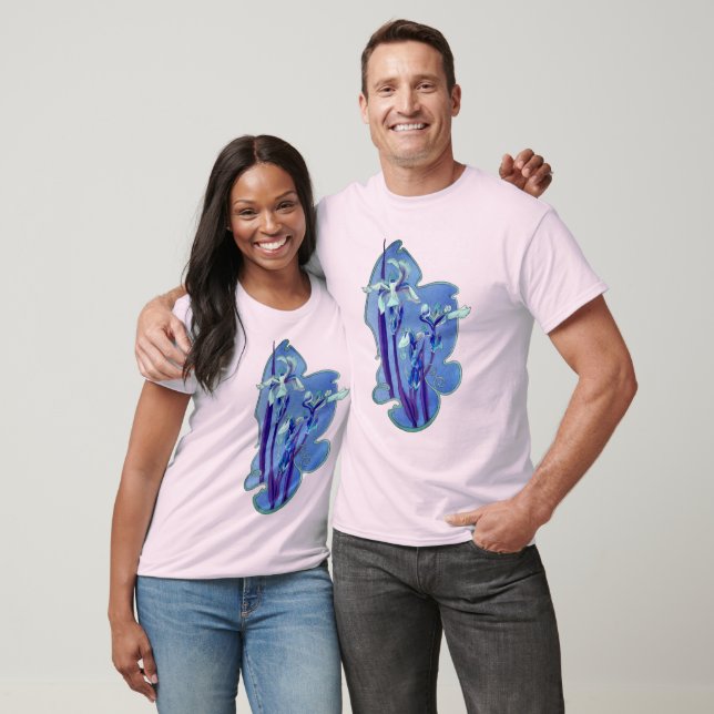 Blue Irises Floral Art T-Shirt (Unisex)