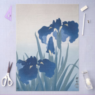 Blue Irises Painting by Ohara Koson Decoupage Tissue Paper