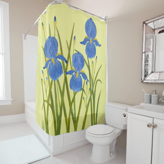Blue Irises Shower Curtain (In Situ)