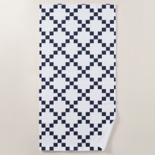 Blue Irish Wedding Chain Quilt Pattern Beach Towel