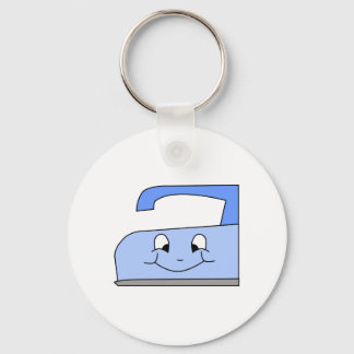 Blue Iron Cartoon. On White. Key Ring