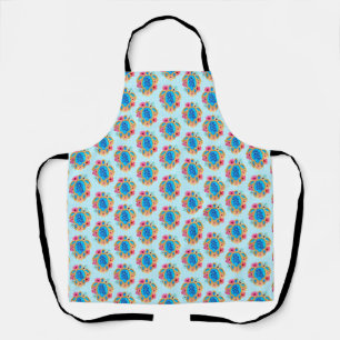 Blue Island Tropical Sea Turtles Floral Apron