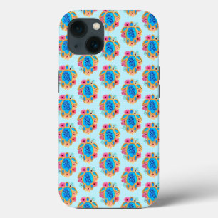 Blue Island Tropical Sea Turtles Floral iPhone 13 Case