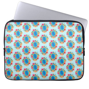 Blue Island Tropical Sea Turtles Floral Laptop Sleeve