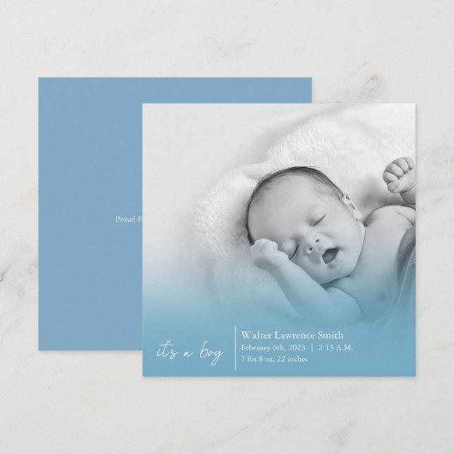 Blue It’s A Boy Birth Announcement (Front/Back)