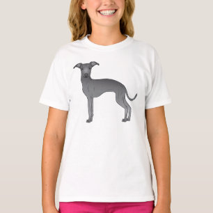 Blue Italian Greyhound Cute Cartoon Dog Design T-Shirt
