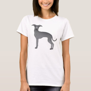 Blue Italian Greyhound Dog Cartoon Illustration T-Shirt