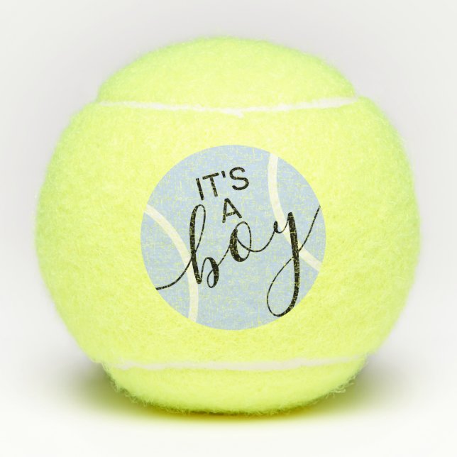 Blue Its A Boy Baby Shower Gender Reveal Tennis Balls (Front)