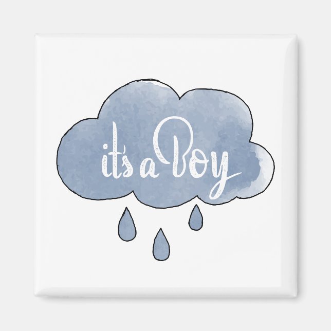 Blue Its a Boy Calligraphy It’s a Boy Art Gender Magnet (Front)