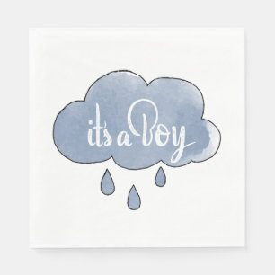Blue Its a Boy Calligraphy It’s a Boy Art Gender Napkin