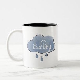 Blue Its a Boy Calligraphy It’s a Boy Art Gender Two-Tone Coffee Mug