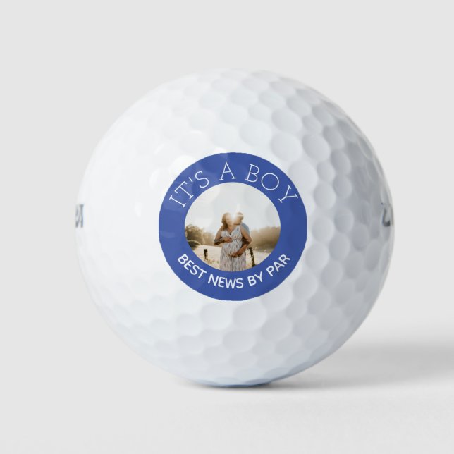 Blue Its a Boy Gender reveal photo Golf Balls (Front)
