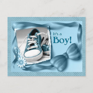 Blue It's a Boy New Baby Arrival Announcement Postcard