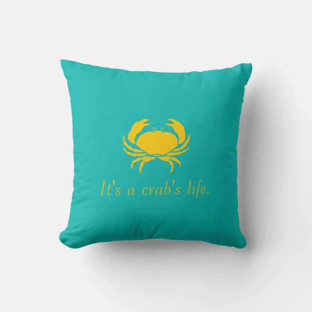 Blue It's a Crab's Life Personalise Pillow (Front)
