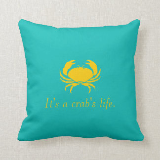 Blue It's a Crab's Life Personalise Pillow