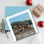 Blue It's A Wonderful Life Christmas Beach Photo Holiday Card<br><div class="desc">Send warm holiday wishes with this "It's A Wonderful Life" beach photo Christmas card! Featuring a tropical sandy beach and sky blue tones, it's perfect for those who love the ocean. With a modern script design and photo insert, this card is a unique and minimalist way to share merry Christmas...</div>