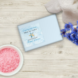 Blue Ivory Starfish Watercolor Handmade Soap Label