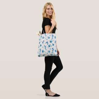 Blue Ivory Vintage Floral Elegant Tote Bag