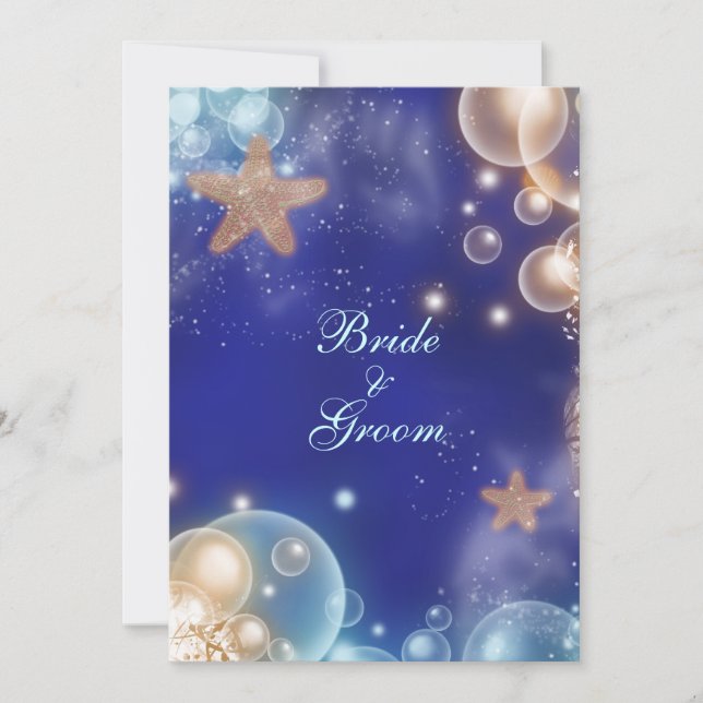 Blue ivory wedding engagement #2 invitation (Front)