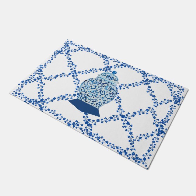 Blue Ivy Ginger Jar Jars Welcome Doormat (Angled)