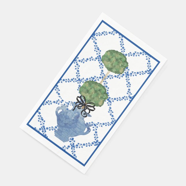  Blue Ivy Lattice Topiary Ginger Jar Jars Napkin (Corner)