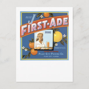 Blue J First-Ade Brand Oranges Postcard