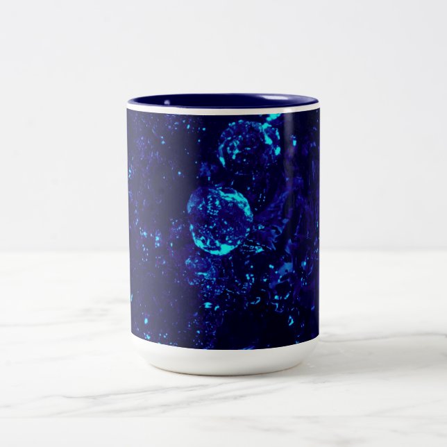 Blue Jacuzzi Bubbles 2 Toned Coffee Mug (Center)