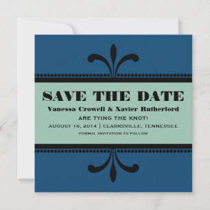 Blue/Jade Fancy Art Deco Save the Date Invite